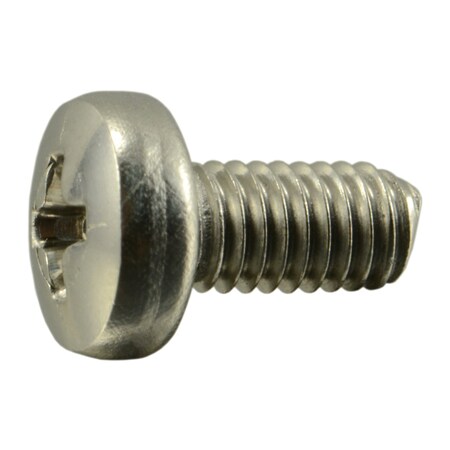 M3-0.50 X 6 Mm Phillips Pan Machine Screw, Plain Stainless Steel, 25 PK